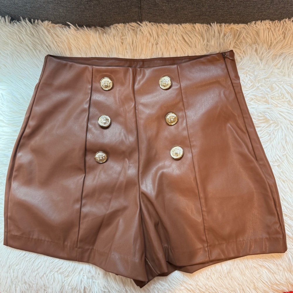 Ci Sono Brown High Waist Shorts